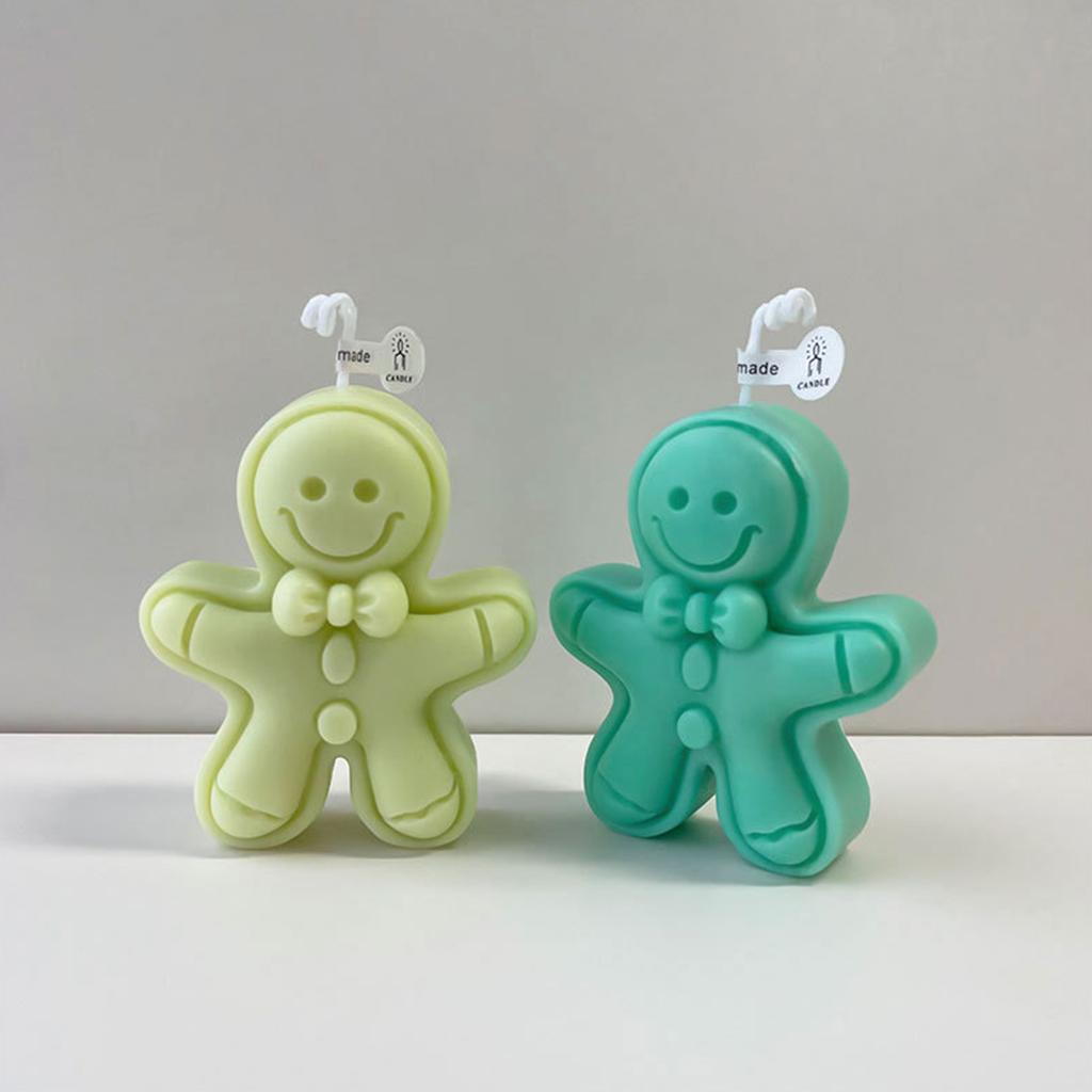 Reusable 3D Silicone Mold DIY Gingerbread Man Shaped Candle Molds Handmade Mould for Chocolates Christmas Soap Moulds