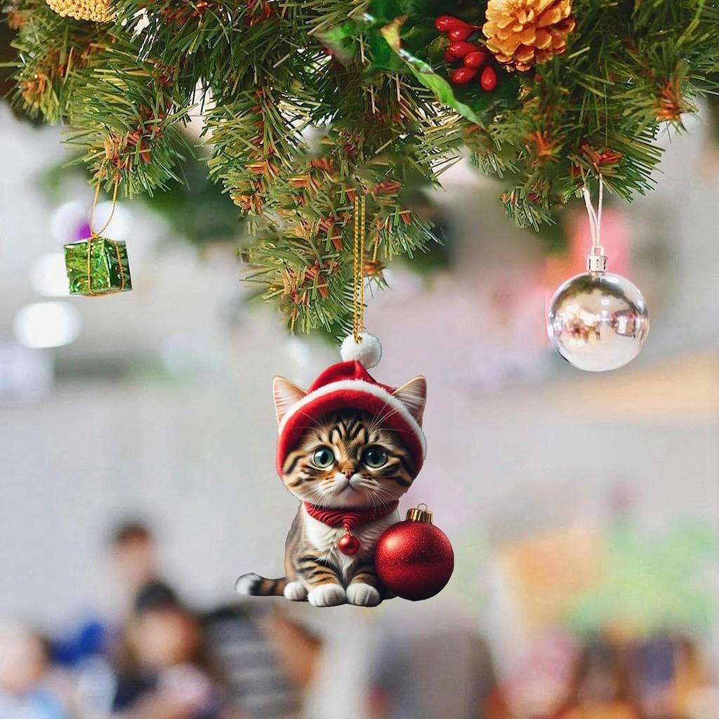 Cartoon Gift Cute With Cat Pattern Acrylic Pendant For Decoration Christmas