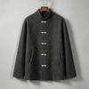 Men Mandarin Collar Woolen Jacket Men Kung Fu Shirt Chinese Style Hanfu Robe Traditional Overcoat Vintage Oriental Coats