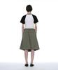 PARTIMENTO WOMEN Foldover Waist Midi Skirt_Khaki Green