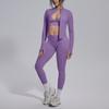 Seamless Yoga Workout Set Zip Jacket Sports Bra V-Waist Shorts Leggings Gym Fitness Outfit