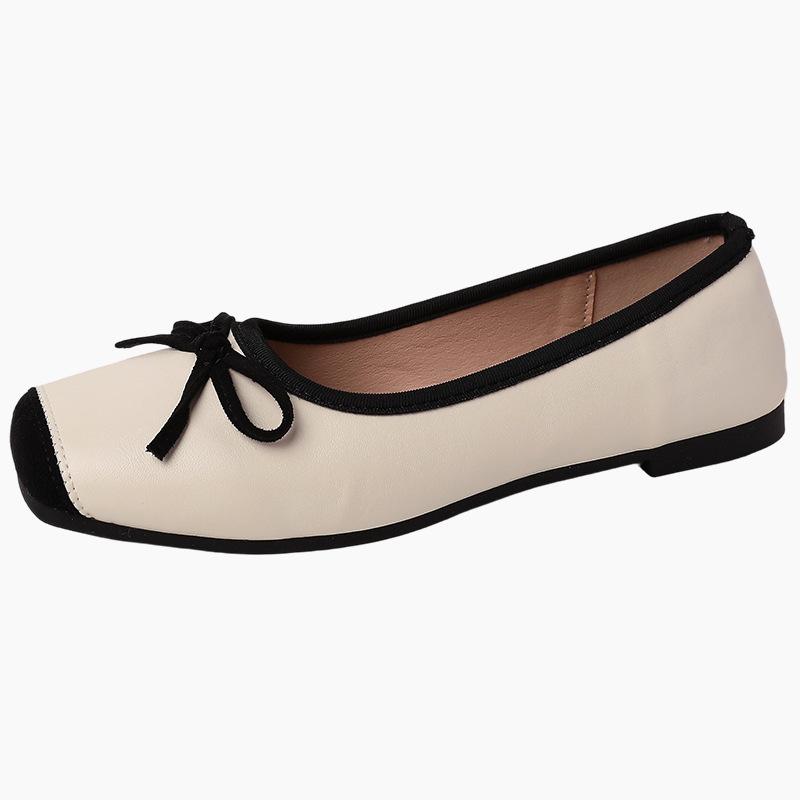 Bow Ladyshoes Doudou Shoes Method Gentle 2025 New Summer Shallow Mouth Fashion Square Head Commuting Versatile Single Shoes Women