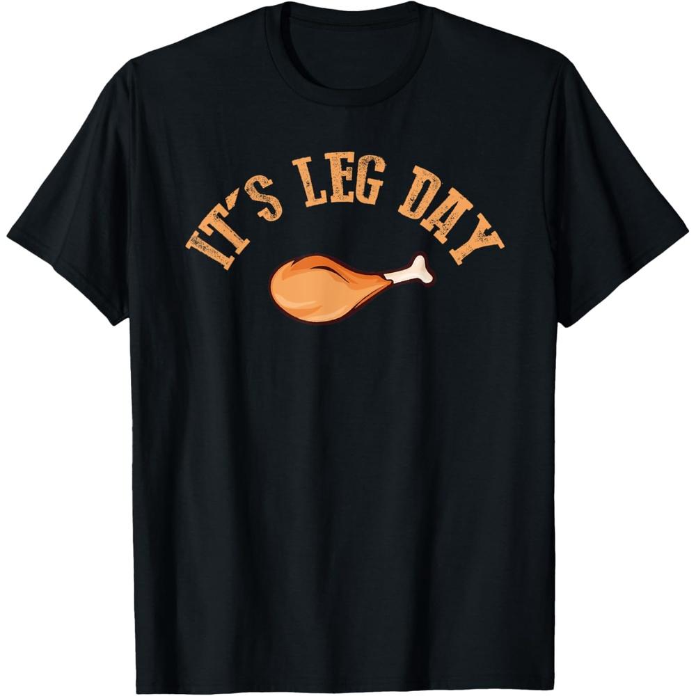 Its leg Day Funny Turkey Thanksgiving Cotton Men T Shirt 4XL чёрный