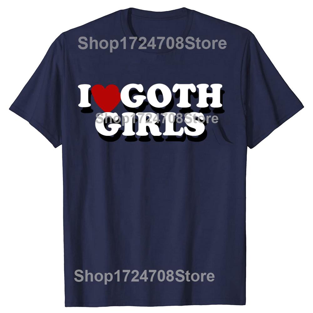 Lustiges Ich liebe Goth-Mädchen Rotes Herz Grafik T-Shirts T-Shirt Herren Damenmode Lässig Übergroß 100% Baumwoll T-Shirt