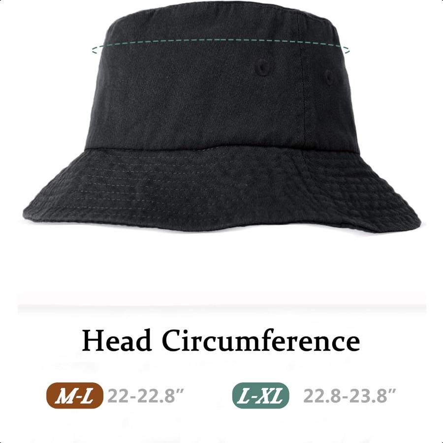 Camptrace Bucket Hats for Women Men Washed Cotton Bucket Hat Packable Sun Hats Summer Beach Hat with Detachable String Canvas