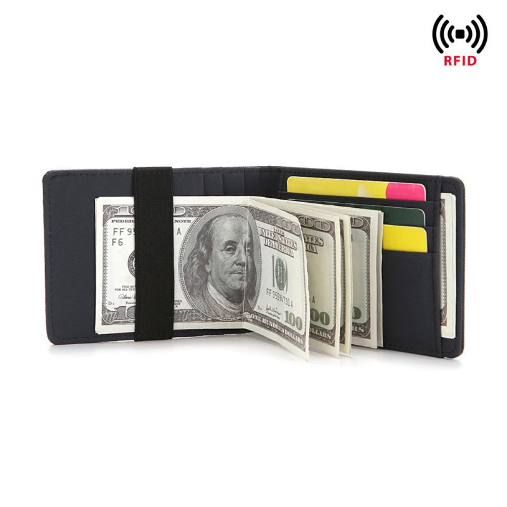 

JMXD-RFID Мужской красивый зажим для денег Мужской короткий кошелек из сафьяновой кожи на резинке из искусственной кожи Креативный держатель для карт Держатель для карт