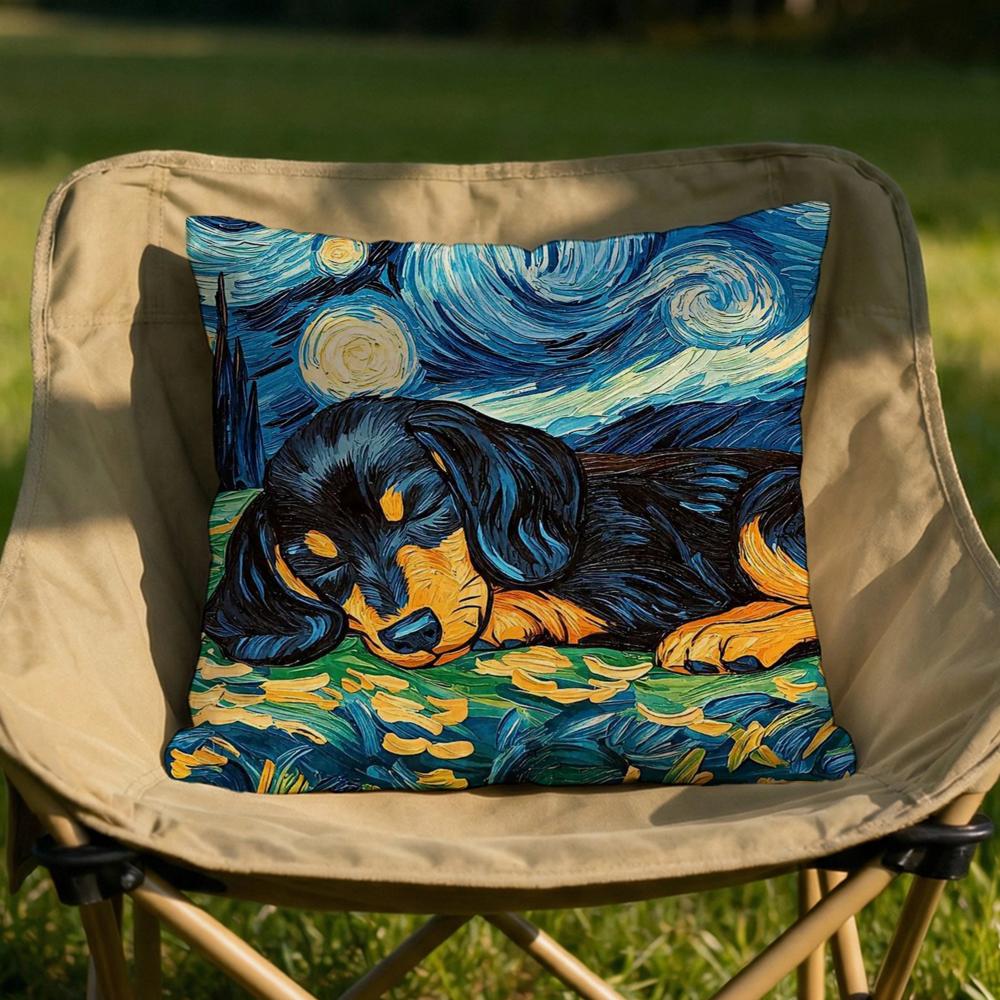 Catoon Starry Sky Dog Cushion Cover Soft Reversible Durable Pillow Cover MultiScene Use for Home Car Daily Comfort