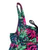 2026 European & American Plus Size Floral Leaf Print Two-Piece Conservative Boyleg Swimsuit for Women