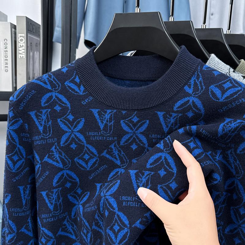 Maglione da Uomo a Girocollo in Lana Lavorato a Maglia Lusso Raffinato Lnlaid Ispessito Maglione Lusso Moda Morbido per il Lavoro Abbigliamento Maschile Top