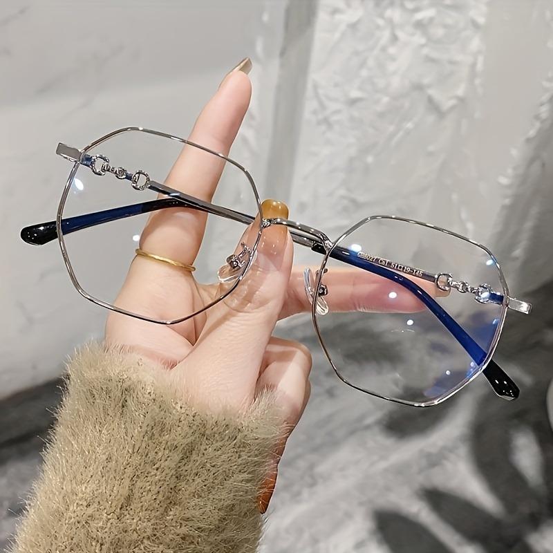 

Квадратные круглые очки в металлической оправе, модные очки с полной оправой и линзами TAC, блокирующими синий свет серебряный