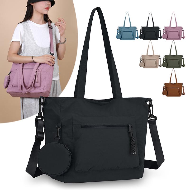 Large Capacity Plain Canvas Tote Bag - Versatile Shoulder and Handheld Bag for Students