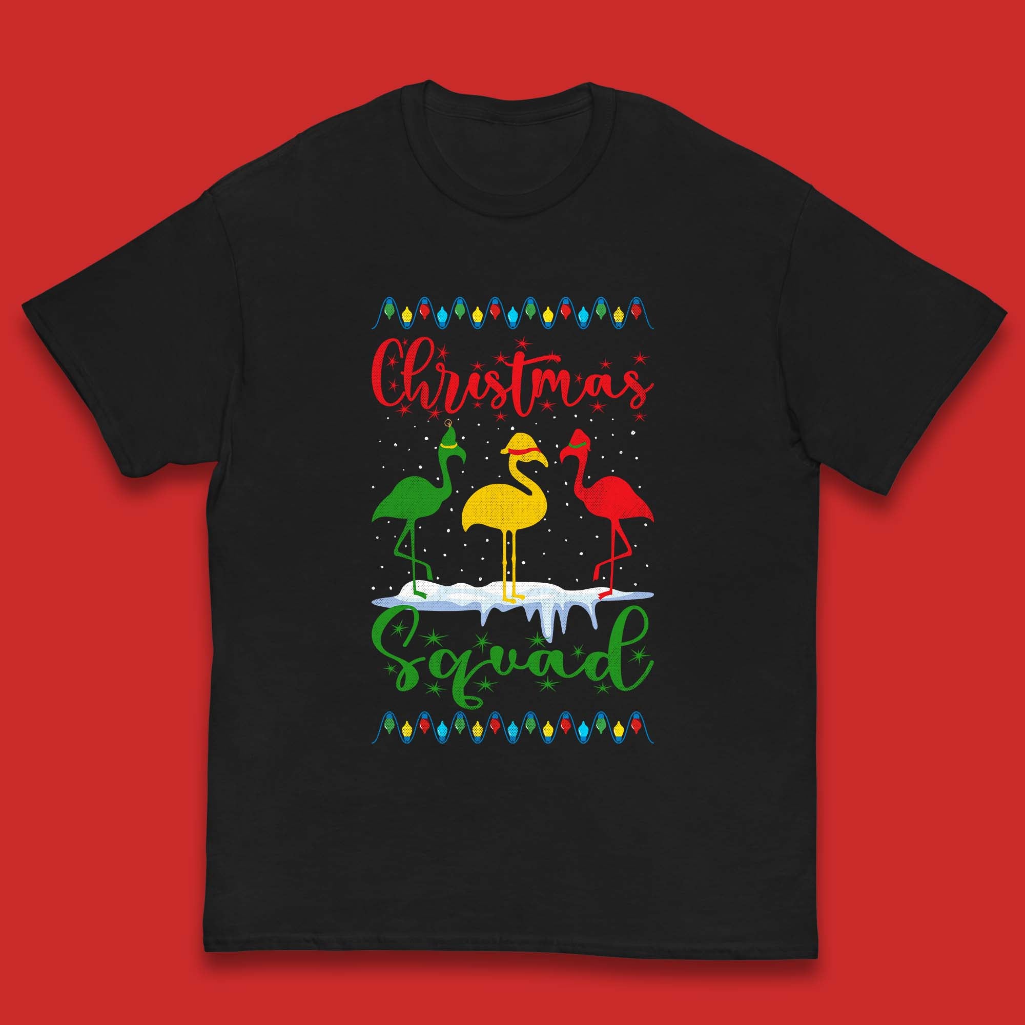 Christmas Flamingos Squad Kids T Shirt 160