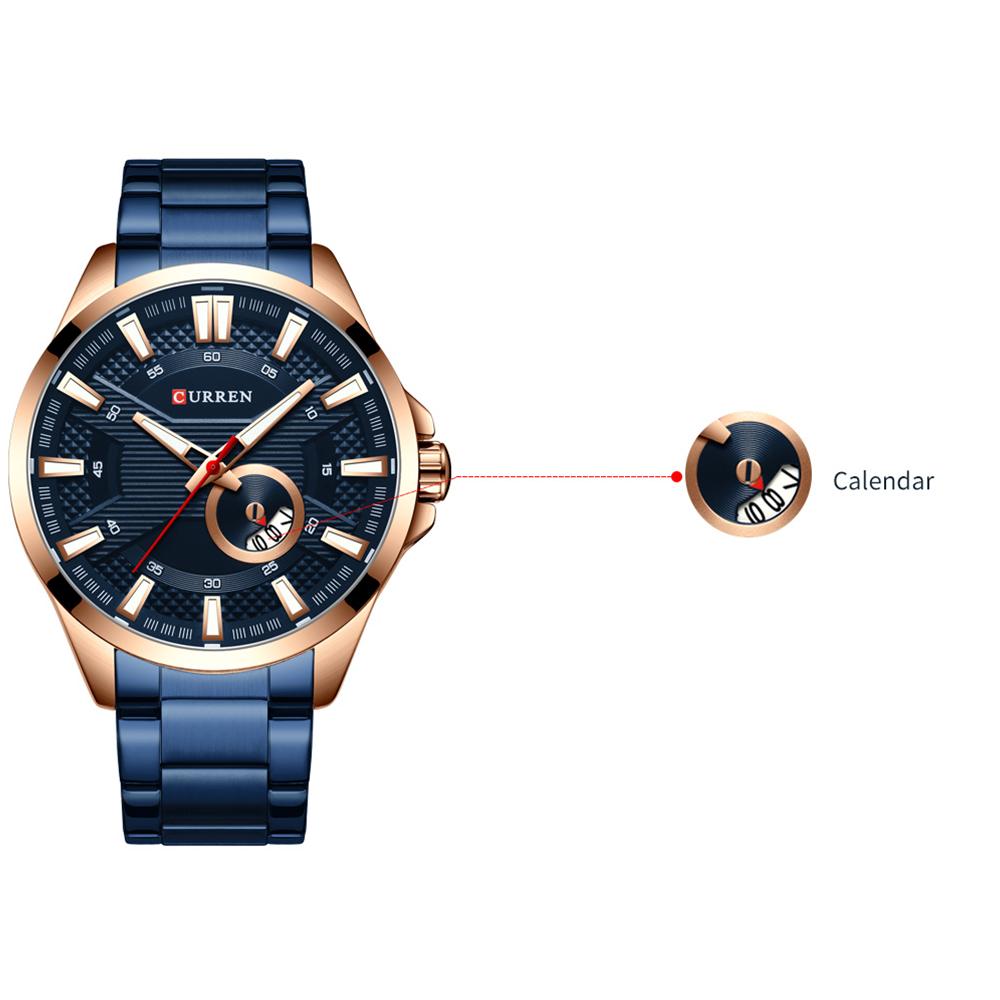 CURREN Orologio Uomo Business Quadrante Bianco - Cassa Acciaio E Oro, Modello 8322, Impermeabile 3BAR