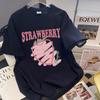 Women's Summer Strawberry Print Round Neck Short-Sleeve Plus Size Casual T-Shirt