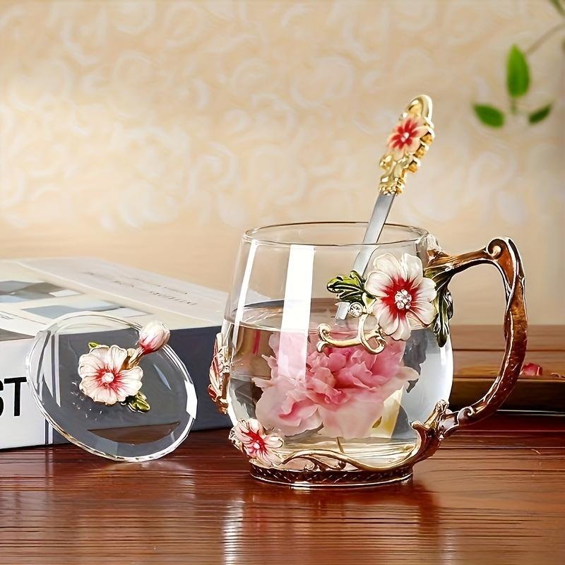 Irisierende 320ml/350ml Glas-Teetasse, Wiederverwendbar, Nur Handwäsche, Hoch und Kurz, Mehrzweck, mit Geschenk für Zuhause, Büro, Restaurant, Weihnachten, Ostern