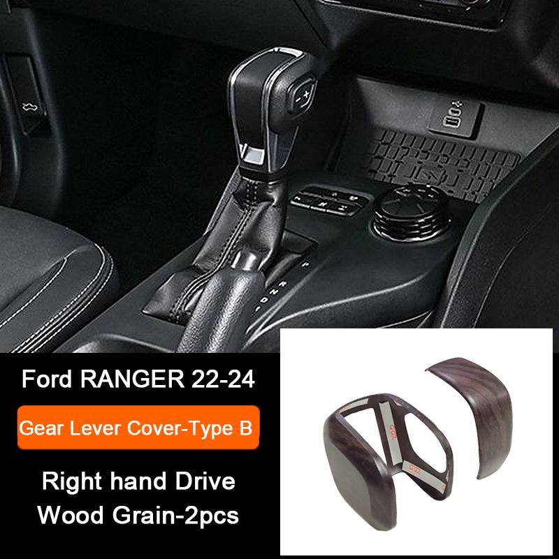 Holzmaserung Innenraum-Überzugsabdeckungen für Ford Ranger Wildtrak T9 2023 2024 Armaturenbrett-Verkleidung Lüftungsdüse Mittelkonsole Schalthebel-Panel-Abdeckung