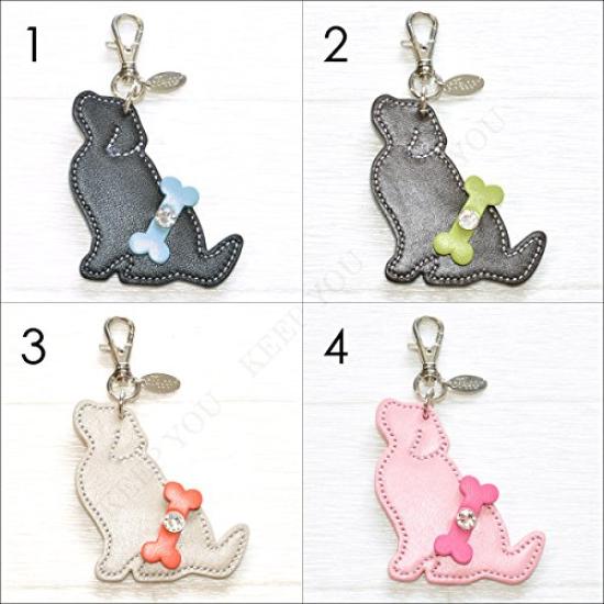 [Happy] Golden Retriever Charm HC-30-2.Dark BrownGenuine Cowhide Leather Rhinestone Jeweled Keychain Made In Japan Happy Keyring Bag Charm Labrador