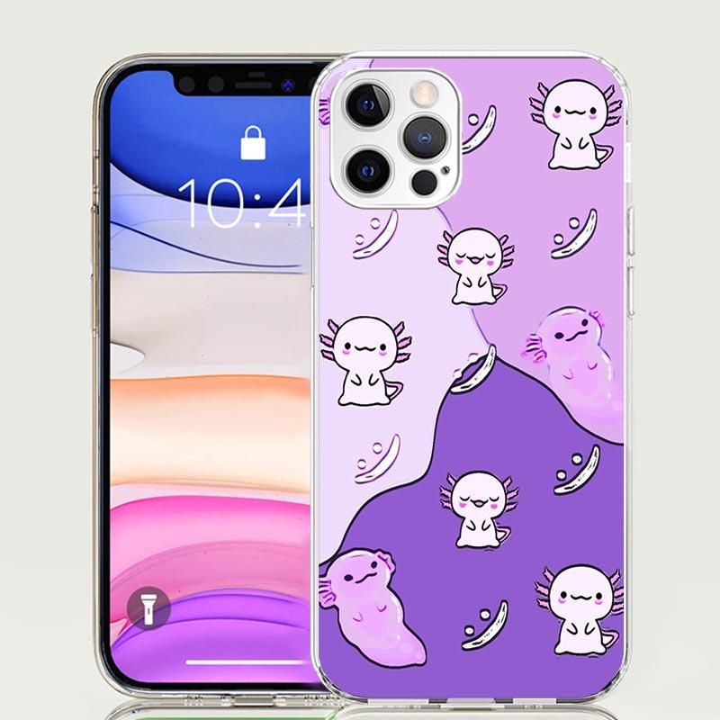 Cute Axolotl Kawaii Phone Case For iPhone 17 Air 16 15 Plus 11 14 Pro Max 13 Mini 12 7 8 + SE Pattern Art Customized Cover 17 Ai