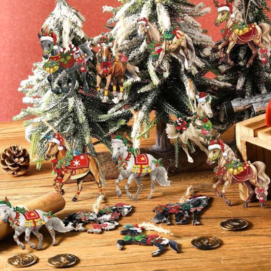 Christmas Horse Ornaments Vintage Wooden Horse Christmas Tree Ornament Western Theme Party Decor for Xmas Tree Home Decor