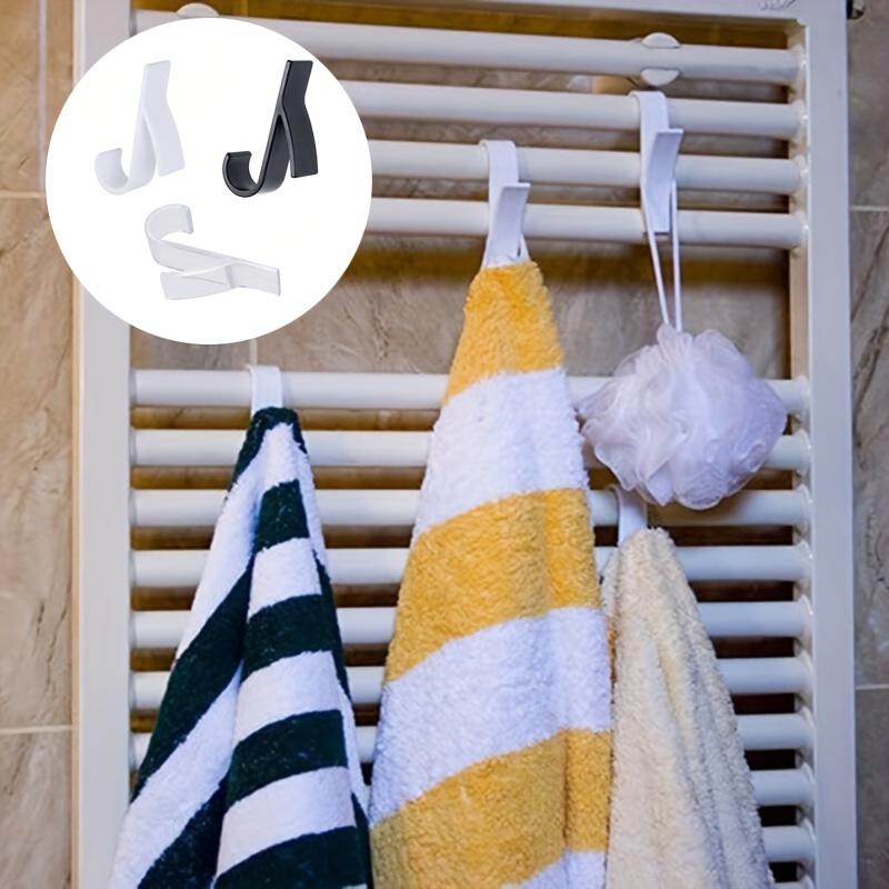 1pc Space-Saving White Plastic Hanger for Heated Towel Radiator Rail - Durable Bath Hook Holder for Towels, Scarves & More, Easy Install, Drying Racks