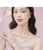 S925 Sterling Silver Interlocking Rings with Natural White Agate and Diamond Gourd Necklace – Elegant Clavicle Chain