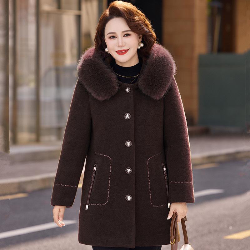 Mink Velvet Coat: New Winter Style for Middle-Aged Women, Plus-Size Woolen Jacket for Autumn and Winter