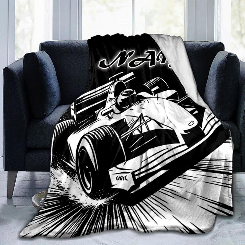 1PC Custom Name Car Graphic Outdooor Flannel Blankets Throw Blanket All-Season Throw Gift Bedspread for Couch, Bed, Camping Holiday Birthday Gift