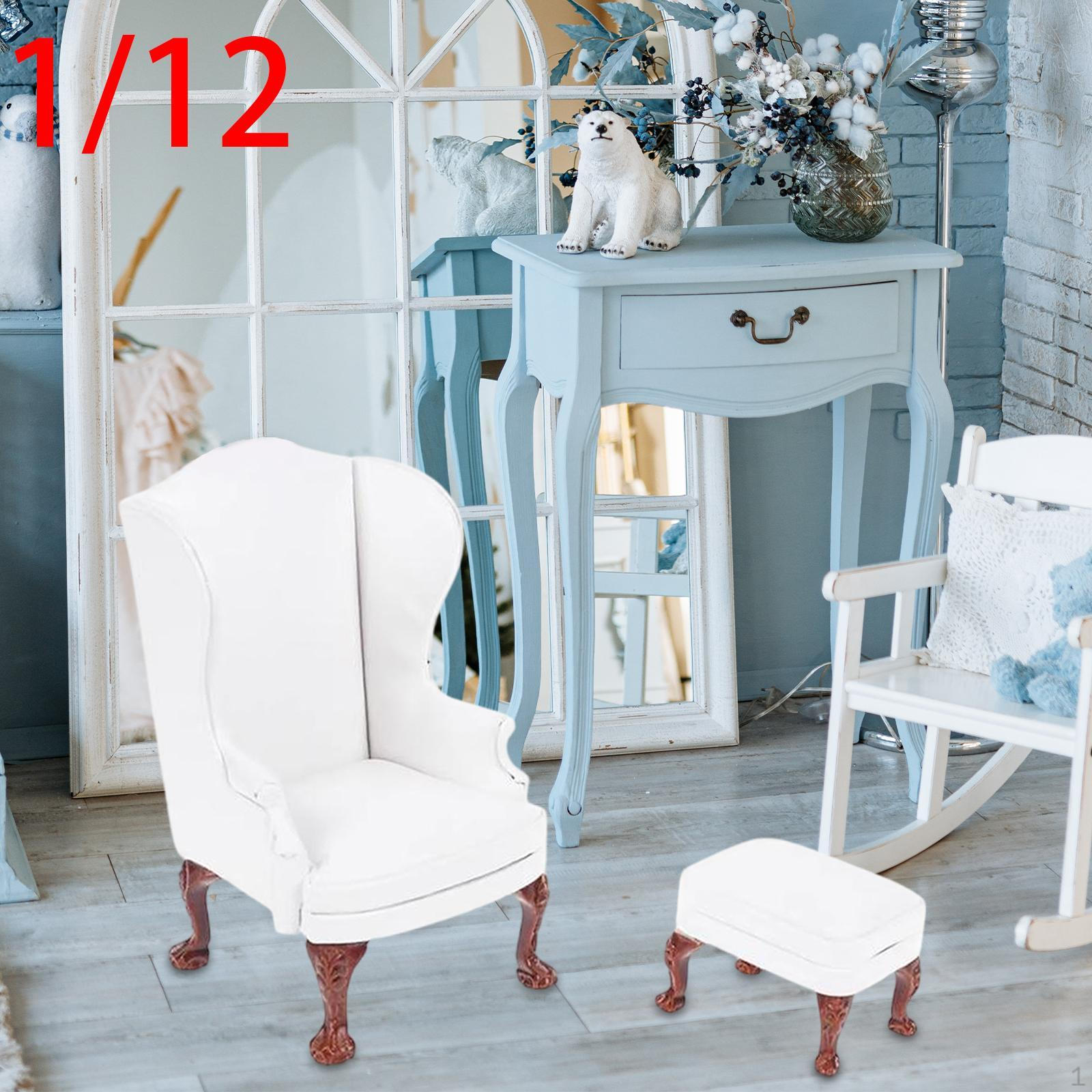 

1/12 кукольный домик Dsingle диван миниатюрная мебель украшения DIY сценический орнамент белый