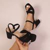 2026 Plus Size Sandals Women's New Round Toe Platform Casual Breathable Suede Non-Slip Heels