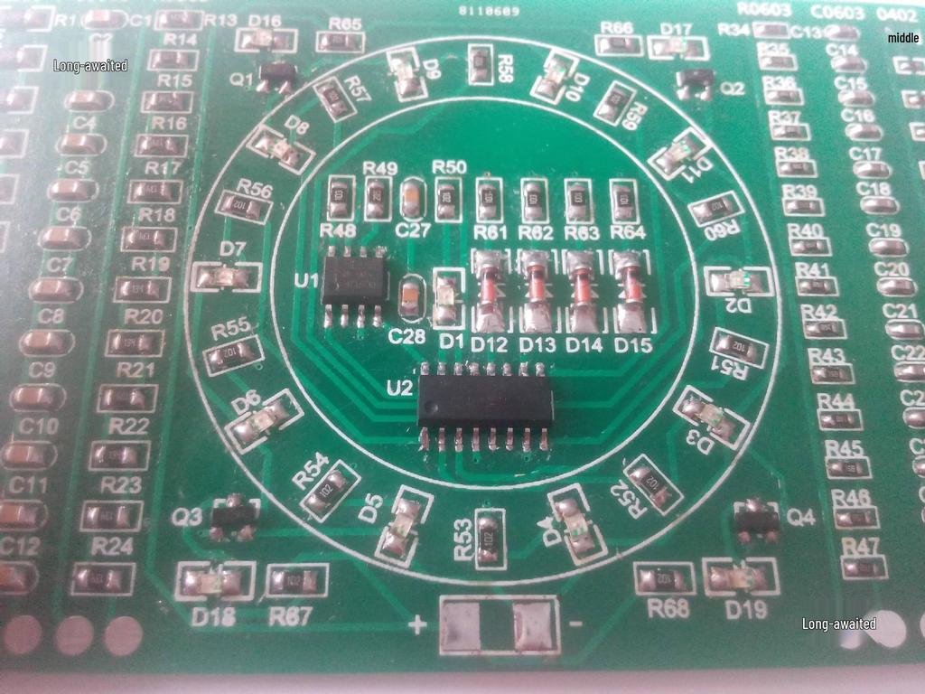 SMD Rotary Flowing Light Kit: Electronic Soldering Practice Board for DIY and Student Skill Training.