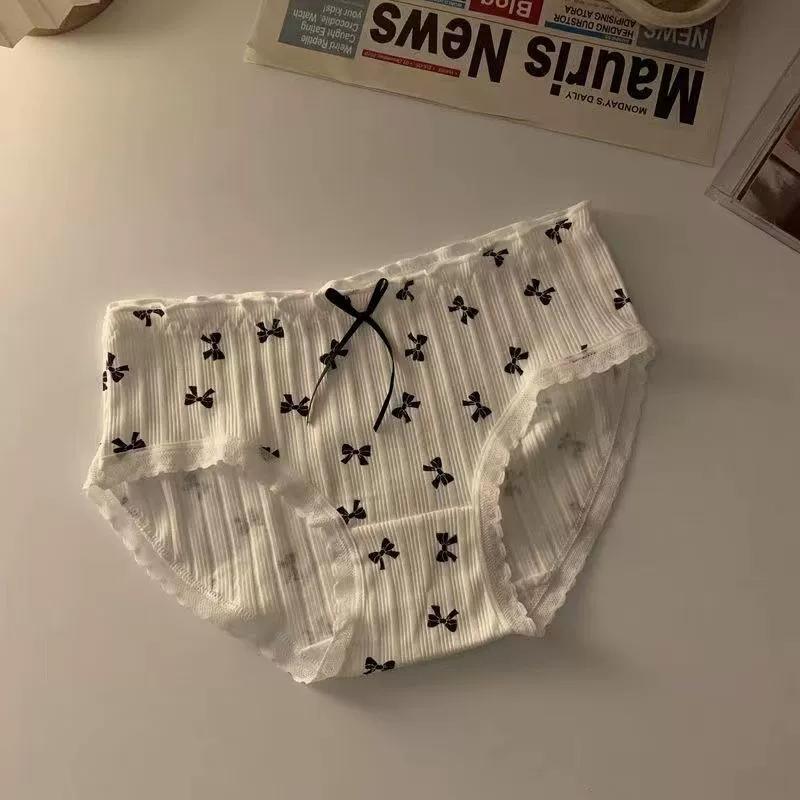 Sweet Cute Sexy Underwear Women Antibacterial Traceless Mid Waist Briefs Girls