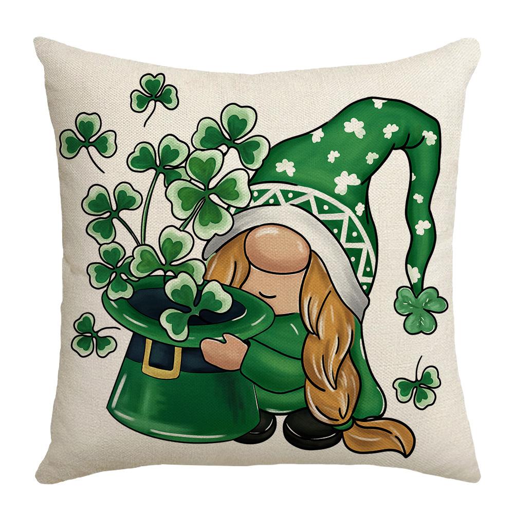 

New Letter Printed St. Patrick s Day Pillow Green Sofa Decorative Waist Pillow Cover 45 * 45Cm (excluding pillow core)