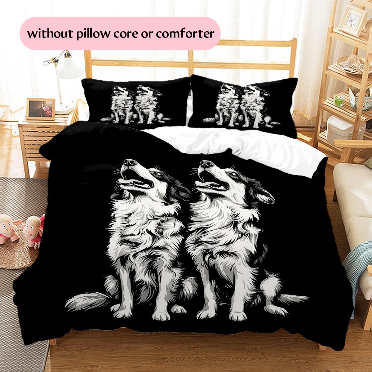 

Black Border Collie Pattern Bedding Home Decoration Birthday Gift (1 * duvet cover + 2 * pillowcase, without core) 135x200cm