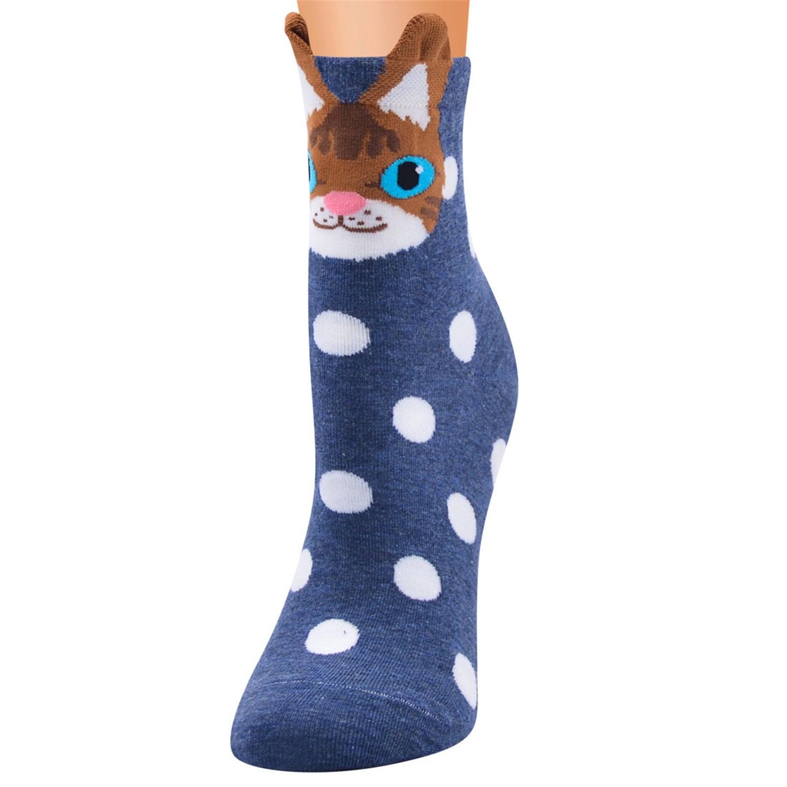 

Повседневные рабочие носки Спортивные носки среднего размера из смеси хлопка с принтом кота тёмно-синий