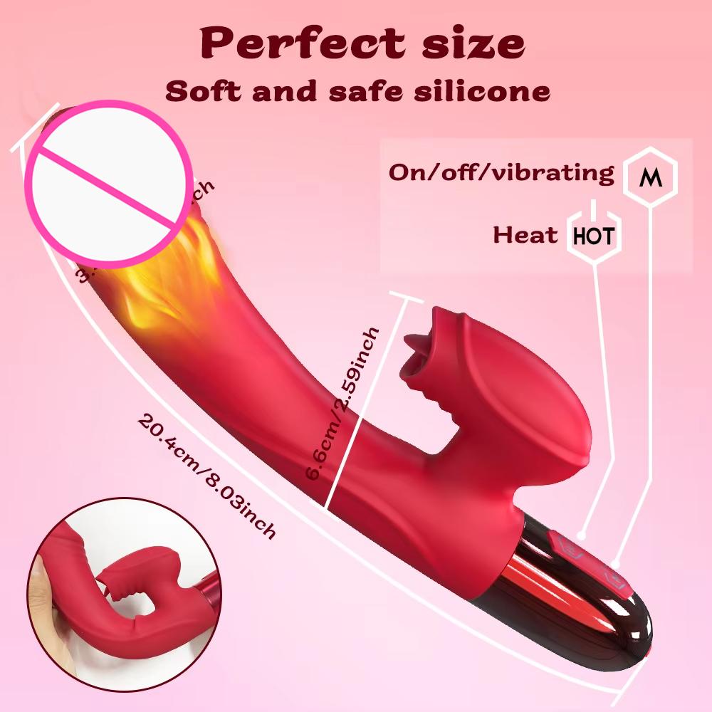 Powerful Vibrator For Women G Spot Clitoris Vagina Tongue Licking Stimulator Heating Female Masturbator For Adult Sexy Toys 18+
