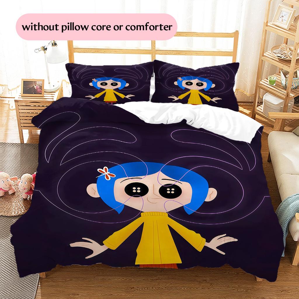 Coraline Pattern Bedding Quilt Set Home Decoration Gift (1 * Duvet Cover + 2 * Pillowcase Without Core)