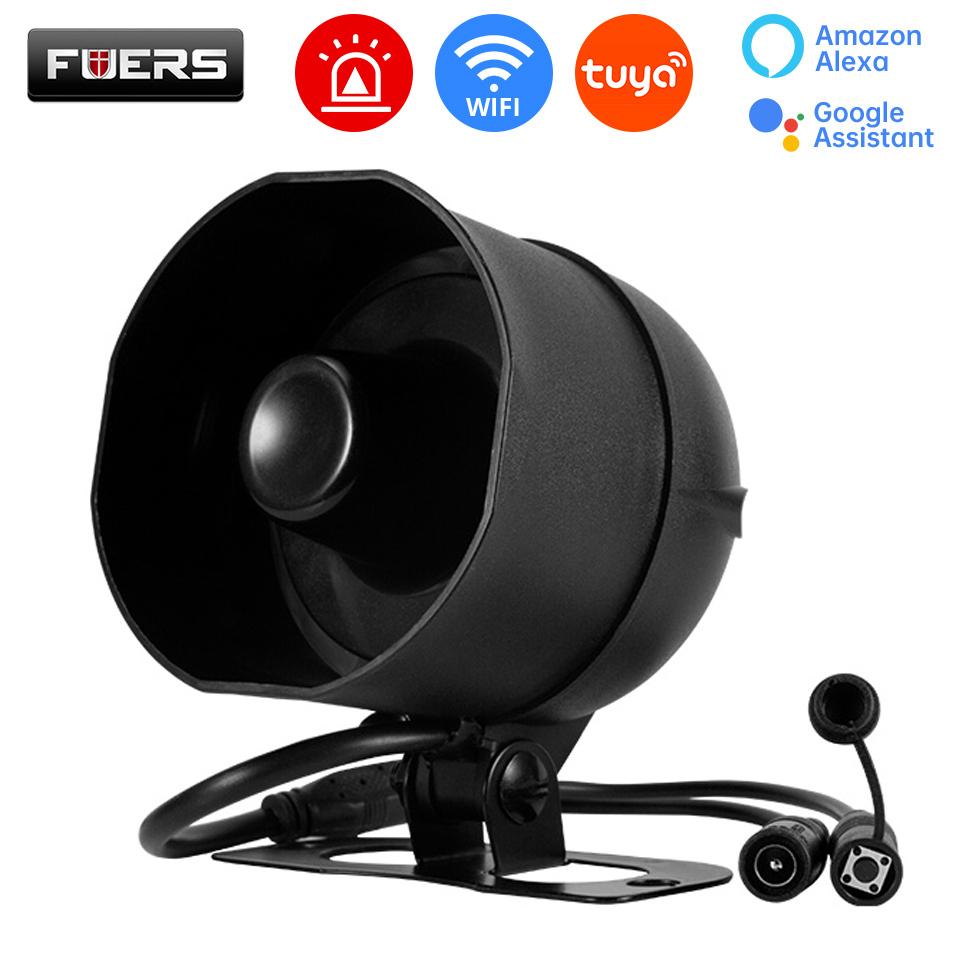 Fuers DIY Wireless 120dB Loud Alarm System Tuya WIFI Siren Speaker Detectors Smart Home Security with Alexa Compatibility US Plug