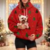 Women's Christmas Print Pet Pocket Hoodie, Fashion Hooded Sweatshirt for Holiday