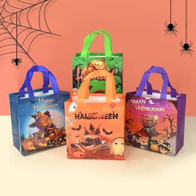 4Pcs Halloween Nonwoven Fabric Gift Bag Cookies Snack Packaging Handle Bag Happy Helloween Supplies Kids Favor Gift Bags