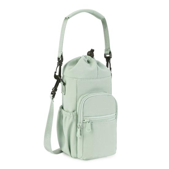 Bolsa de Ombro para Garrafa Térmica Alça Ajustável Bolsa com Cordão para Garrafa para Caminhada Academia Viagem Múltiplos Bolsos Bolsa para Garrafa para Celular Chaves