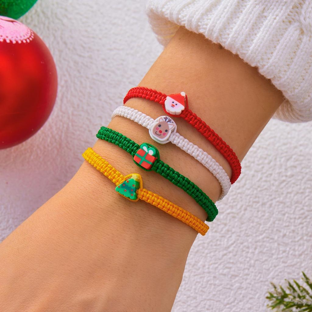 Weihnachten Weicher Ton Weihnachtsmann Schneemann Rentier Baum Perle Mehrreihiges Armband Feiertagsarmreif Party Schmuck Geschenk Für Frauen Männer