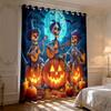 2pcs Halloween Skull Band Pumpkin Moonlight Curtains for Blocking Light in Bedrooms and Home Fashion Decoration