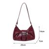 Yogodlns Vintage PU Leather Shoulder Bag for Women Y2K Spicy Girl Trend Maillard Style Underarm Bag High Quality Women Handbags