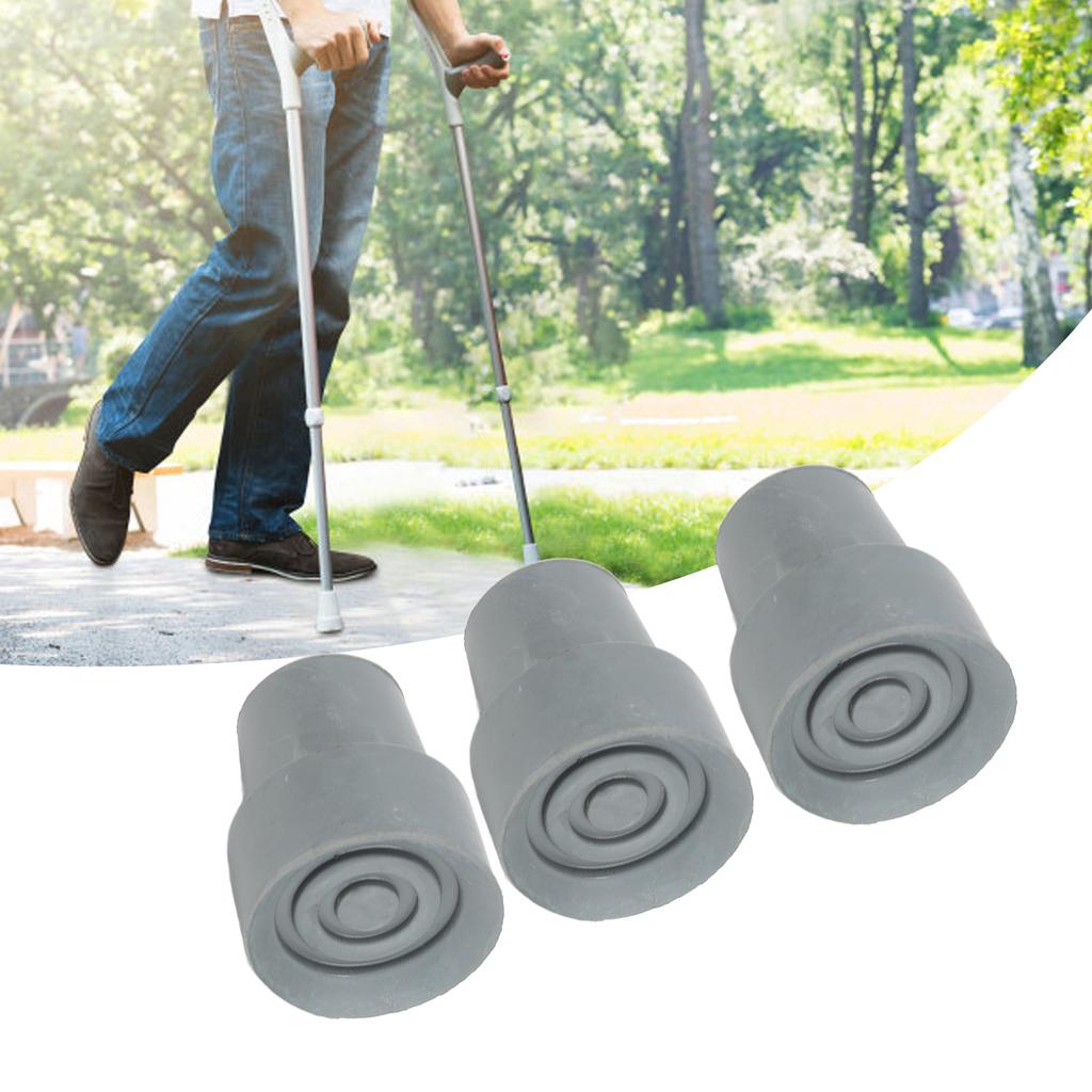 10pcs Rubber Crutch Tip Set Professional Portable Gray Walking Cane Tip Accessory for Elderly 0.7 Inch