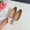 Pointed Toe Studded Classic Flats 5cm Height Increase French Style Soft Patent Leather Women Shoes Ballet Pumps,