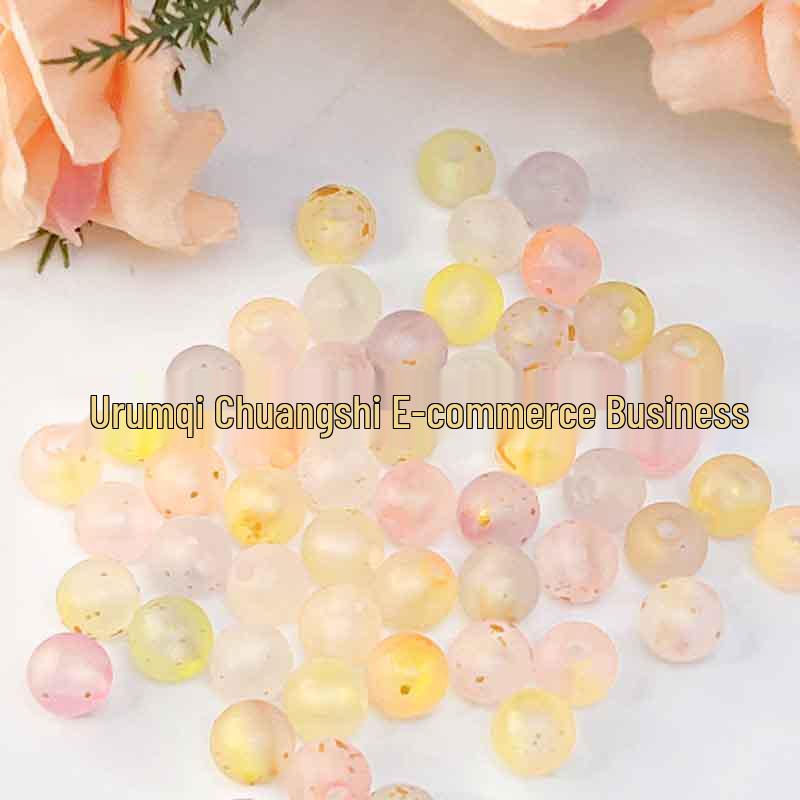 Gold-Sprinkled 8mm Round Beads for DIY Hairpin Flower Accessories