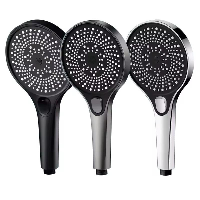 Big Panel High Pressure Shower Head 3 Modes Adjustable Large Flow Waterfall Pressurised One-Key Stop Water Bathroom Showerhead