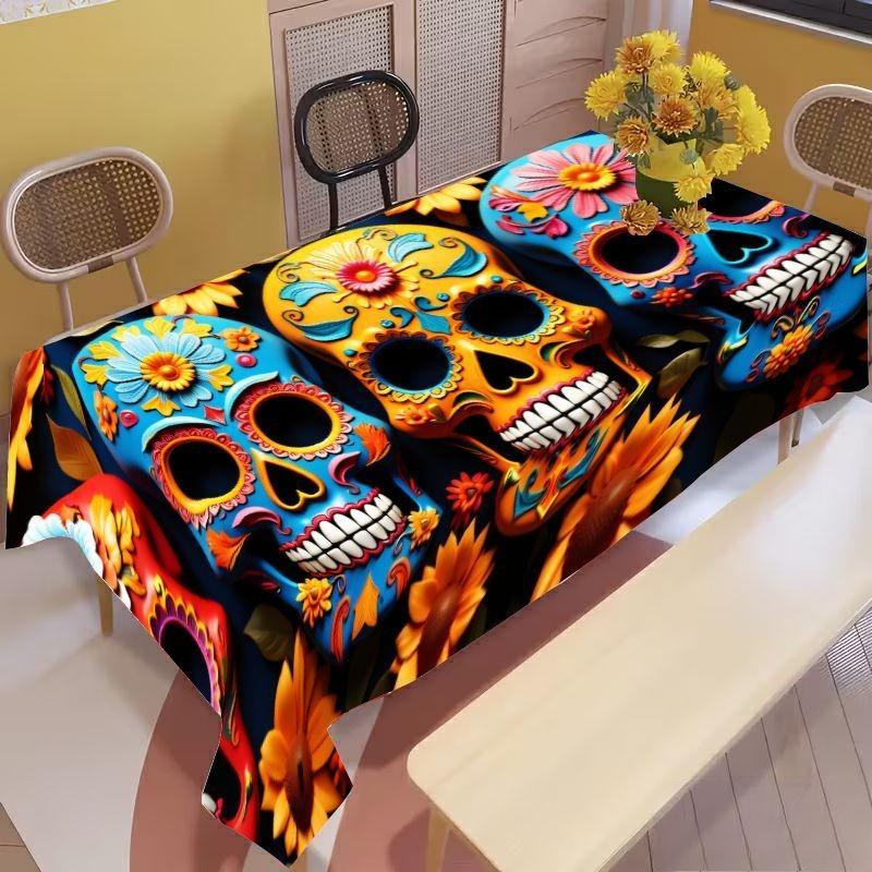 Day of The Dead Rectangle Table Cloth for Table Decor Kitchen Dining Waterproof Reusable Tablecloth for Tables Party Picnic