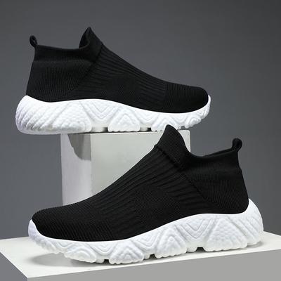 Été nouvelles chaussures de sport et de loisirs pour hommes chaussures chaussettes respirantes tissées à la mouche chaussures de marche pour personnes d'âge moyen et âgées chaussures à enfiler