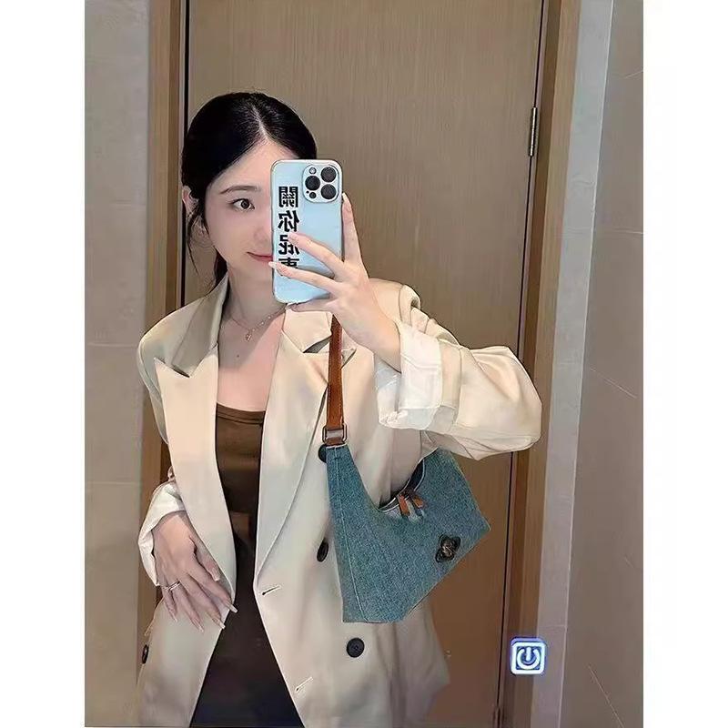 Denim niche underarm bag women's 2025 spring and summer new high-end textured retro shoulder commuter handbag